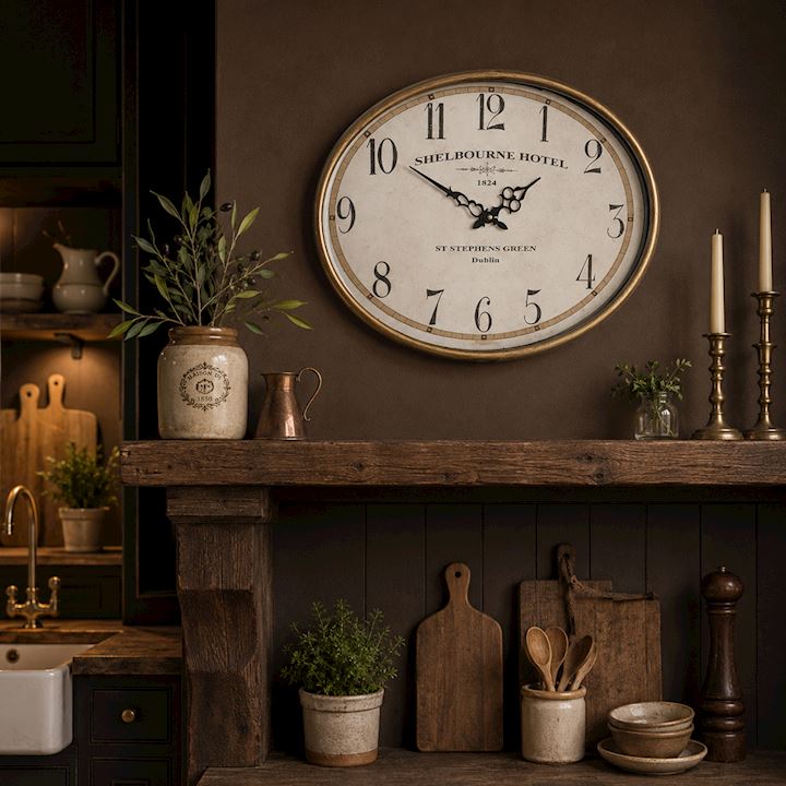 SHELBOURNE HOTEL OVAL WALL CLOCK 50x36cm